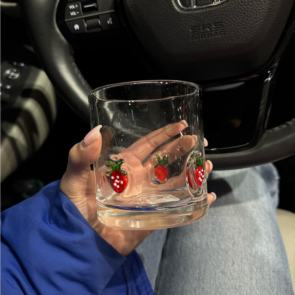 Clear Glass with Strawberry Design